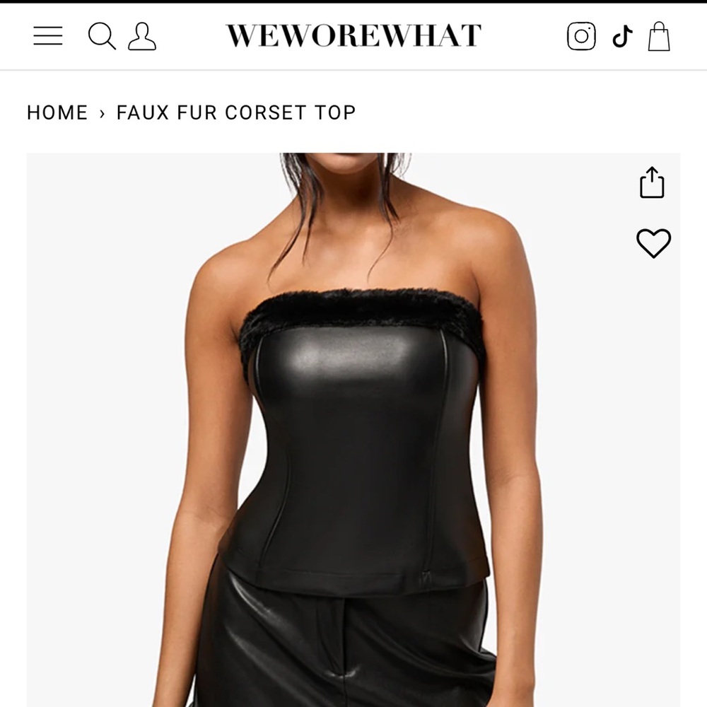 WeWoreWhat Black Faux Fur Corset Top
